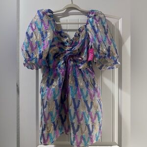 Buddy Love Vibrant Puff Sleeve Mini Dress